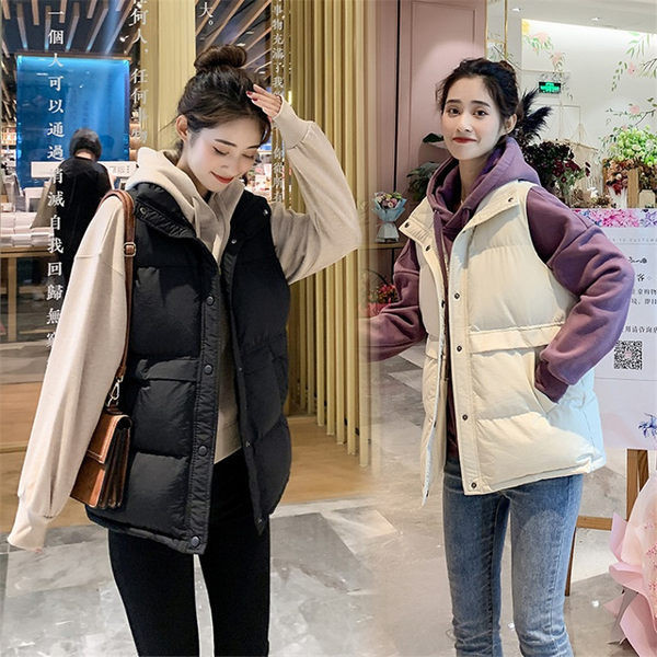 Vestă de zi cu zi pentru femei cu guler înalt și buzunar