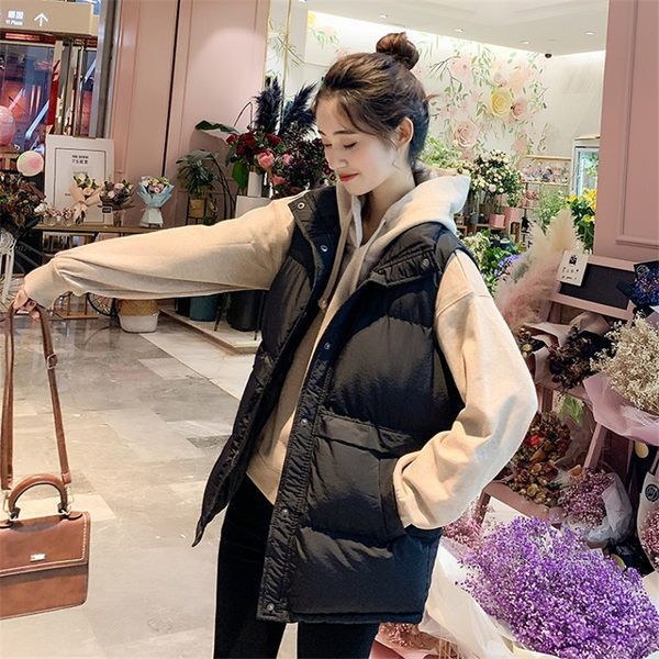 Vestă de zi cu zi pentru femei cu guler înalt și buzunar