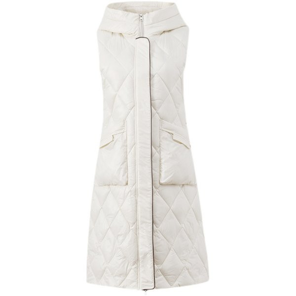 Vestă lungă casual de damă, cu glugă și nasturi