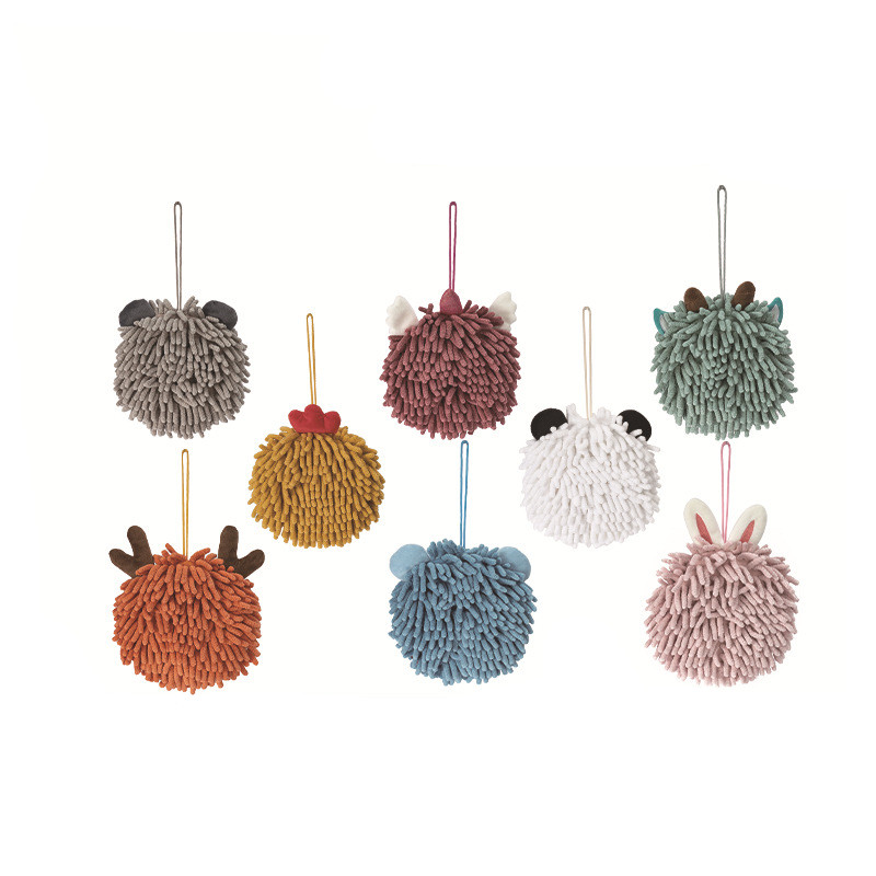 Animale din desene animate șterge prosop de mână chenille moale microfibră prosoape agățate cârpă rotundă absorbantă pentru accesorii de baie de acasă