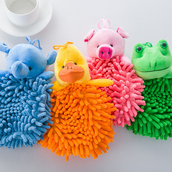 Χαριτωμένα κινούμενα σχέδια κεφαλή σενίλ πετσέτα χεριών κρεμαστή πετσέτα ζώο ελέφαντας/βάτραχος/γουρούνι/πάπια παιδιά που πλένουν πετσέτα υπερ-απορροφητική πετσέτα