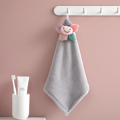 Prosop de mână cu flori de soare de desene animate, îngroșat, catifea de coral, batistă pentru ștergerea copiilor pentru acasă, prosoape decorative cu dublu scop