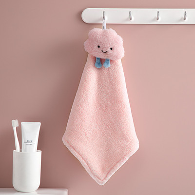 Prosop de mână cu flori de soare de desene animate, îngroșat, catifea de coral, batistă pentru ștergerea copiilor pentru acasă, prosoape decorative cu dublu scop