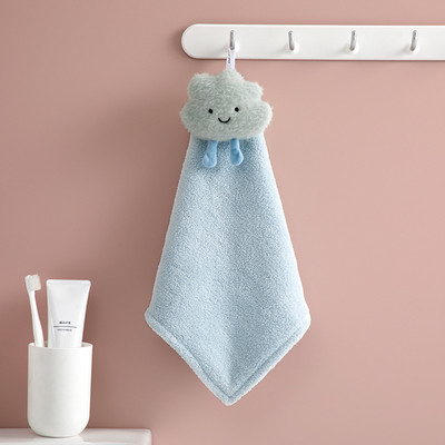 Prosop de mână cu flori de soare de desene animate, îngroșat, catifea de coral, batistă pentru ștergerea copiilor pentru acasă, prosoape decorative cu dublu scop