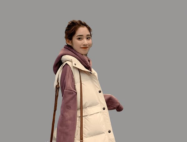 Vestă de damă model larg cu guler înalt și închidere cu fermoar și nasturi