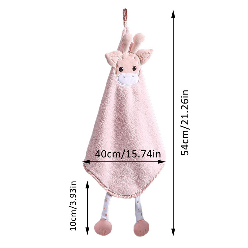 Új tisztítórongyok Nedvszívó törölközők Rajzfilm Zsiráf kéztörlő Korall Bársony Felakasztható Fürdőszoba Kemping Mosó Kéztörlő