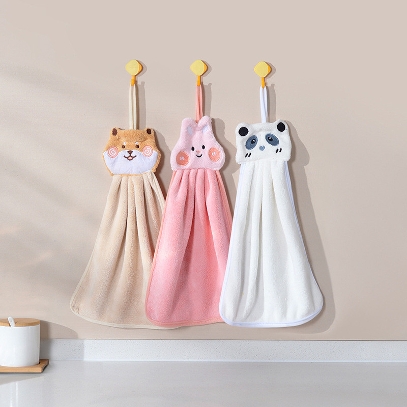 Ručnik za ruke s crtanim životinjama Meki koraljni baršun Upijajuće maramice Krpa Udobni ručnici ugodni za kožu Kupaonski kuhinjski pribor