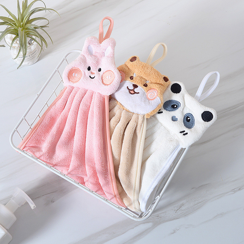 Ručnik za ruke s crtanim životinjama Meki koraljni baršun Upijajuće maramice Krpa Udobni ručnici ugodni za kožu Kupaonski kuhinjski pribor