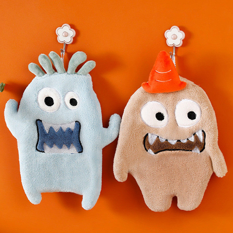 Aranyos állattörlő kéztörlő 4 színű rajzfilm korall bársony hímzés dekoráció otthoni konyhához fürdőszobai nedvszívó frottír törölközők