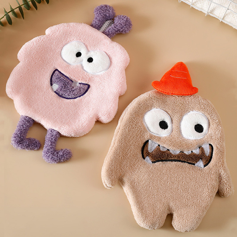 Aranyos állattörlő kéztörlő 4 színű rajzfilm korall bársony hímzés dekoráció otthoni konyhához fürdőszobai nedvszívó frottír törölközők