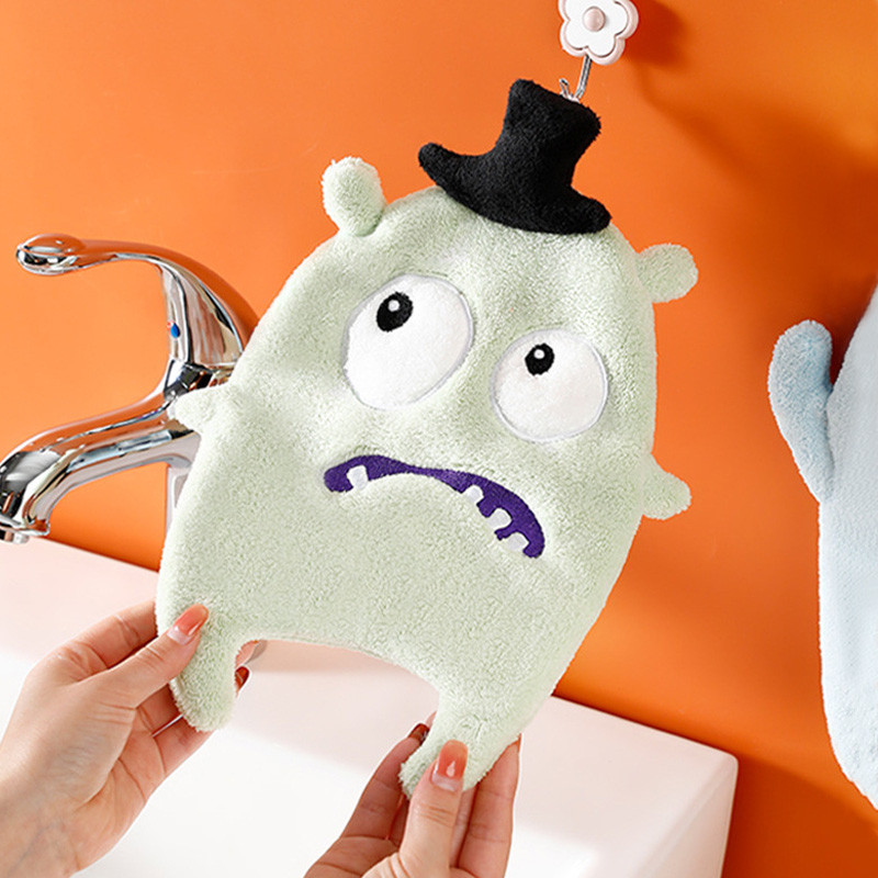 Aranyos állattörlő kéztörlő 4 színű rajzfilm korall bársony hímzés dekoráció otthoni konyhához fürdőszobai nedvszívó frottír törölközők