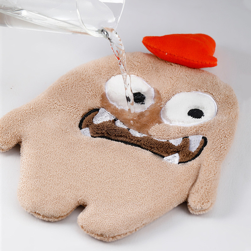 Aranyos állattörlő kéztörlő 4 színű rajzfilm korall bársony hímzés dekoráció otthoni konyhához fürdőszobai nedvszívó frottír törölközők