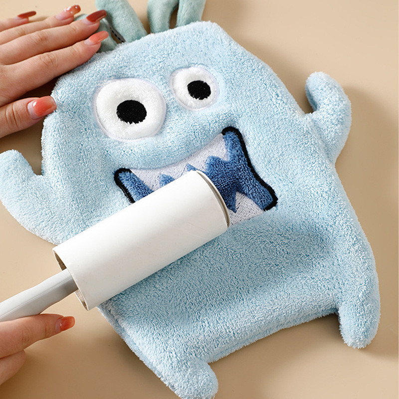 Aranyos állattörlő kéztörlő 4 színű rajzfilm korall bársony hímzés dekoráció otthoni konyhához fürdőszobai nedvszívó frottír törölközők