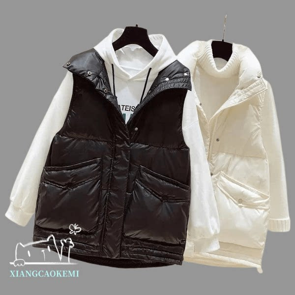 Įprasta moteriška liemenė su kvadratinėmis kišenėmis