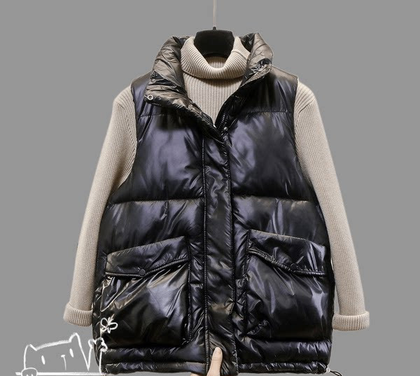 Vesta de dama toamna-iarna cu guler inalt si buzunar