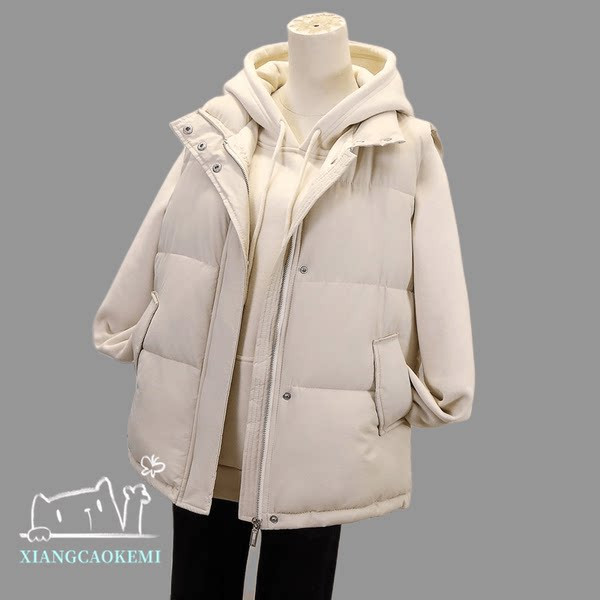 Dviejų atspalvių moteriška laisvalaikio liemenė su gobtuvu