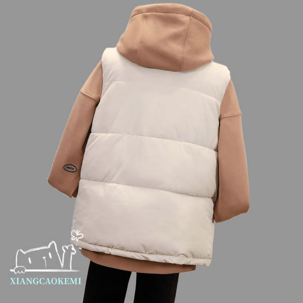 Dviejų atspalvių moteriška laisvalaikio liemenė su gobtuvu