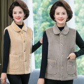 Női plüssmellény klasszikus gallérral és zsebbel