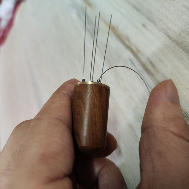 Kavos tamperis natūralaus nerūdijančio plieno adatos medinės rankenos espreso miltelių maišyklės skirstytuvai lygintuvai įrankiai virtuvės priedai