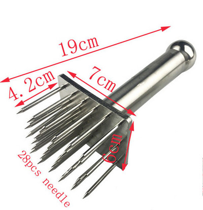 Nerūdijančio plieno mėsos adatos Mėsos plaktukas, medinės rankenos Profesionalus mėsos minkštiklis, skirtas jautienos kepsniams virtuvės įrankiai