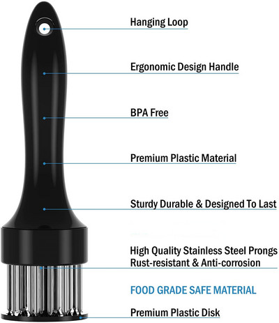 48 ašmenų adatų mėsos minkštiklis nerūdijančio plieno peilis mėsa beaf kepsnys plaktukas Mėsos minkštiklis plaktukas, plaktukas, kepimo įrankiai