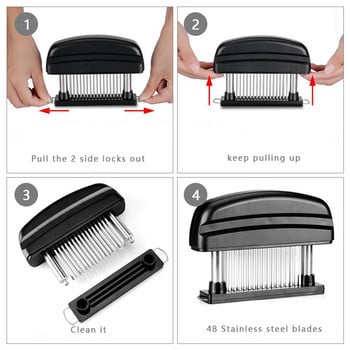 48 Blades Needle Meat Tenderizer από ανοξείδωτο ατσάλι Μαχαίρι Beaf Steak Mallet Meat Tenderizer Hammer Pounder Εργαλεία μαγειρέματος κουζίνας