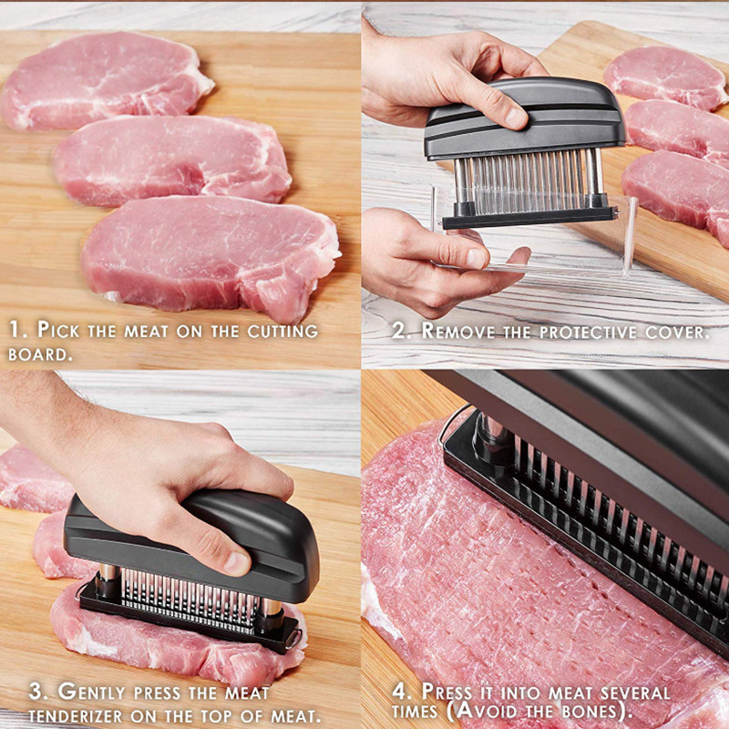 Frightizator de carne din oțel inoxidabil 48 de lame de ace pentru carne de curcan Friptură de carne de vițel Ciocan de vițel Unelte de gătit