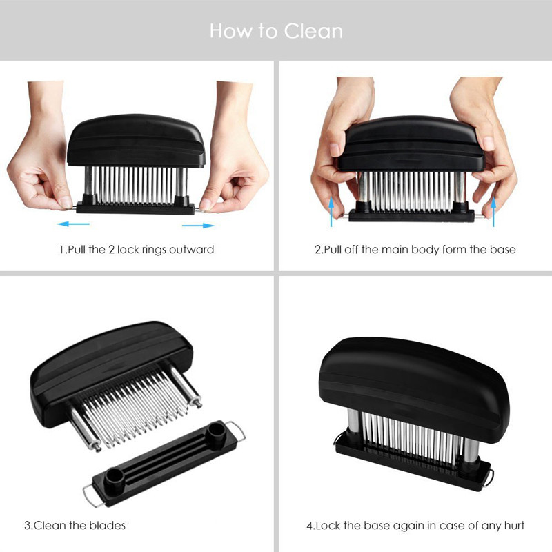 48 peilių nerūdijančio plieno mėsos minkštiklis Naujas profesionalus vištienos kepsnio žuvies kiaulienos minkštiklis su saugos užrakto virtuvės įrankiu