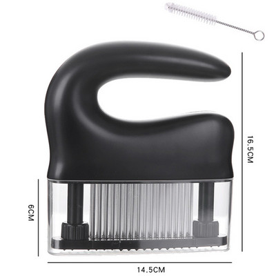 Mėsos minkštiklis su 48 nerūdijančio plieno ypač aštriais adatiniais virimo įrankiu marinatui suminkštinti kepsninės kepsninę