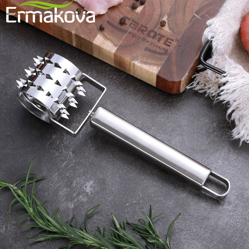 ERMAKOVA rozsdamentes acél húskeverő Húsaprító görgős húskalapács steakhez Koppintható oldalas steak sertéshús ütők Konyhai eszközök
