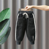 Madingi džinsai berniukams su raišteliais ir apvadu