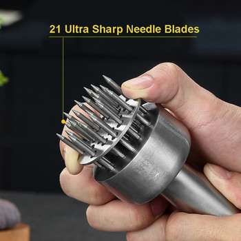 Омекотител за месо от неръждаема стомана 304 Durable 21 Ultra Sharp Needle Blade Tenderizer for Steak Beef Steak Кухненски инструменти за готвене