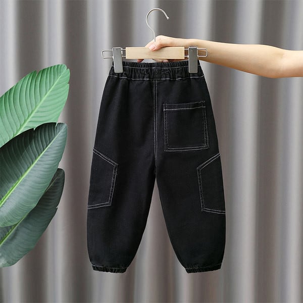 Blugi negri pentru copii cu buzunar si nasture