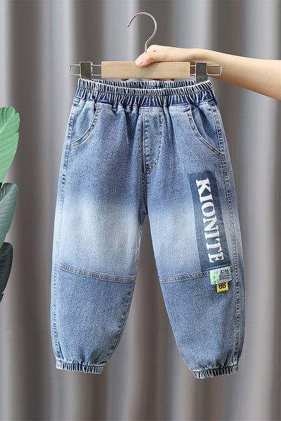 Vaikiški džinsai berniukams su raštu ir tamprėmis