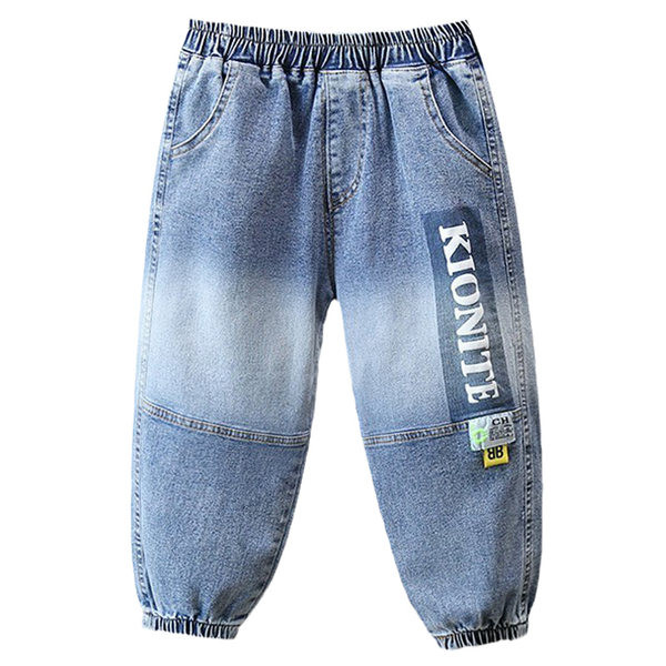 Vaikiški džinsai berniukams su raštu ir tamprėmis
