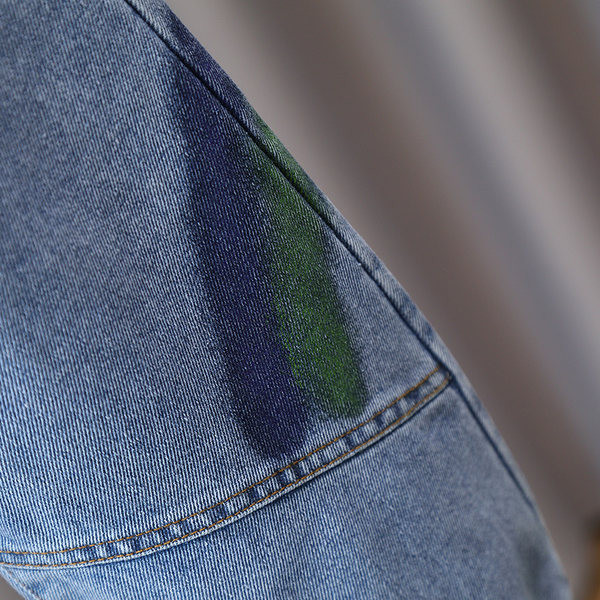 Rudeniniai berniukų džinsai su kaklaraiščiu ir kišene