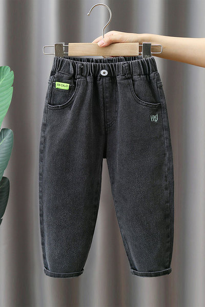 Vaikiški džinsai su kišene ir elastiniu diržu