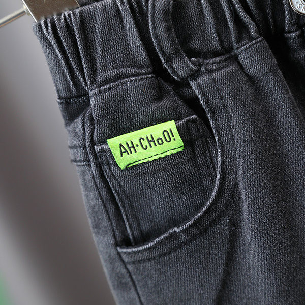 Vaikiški džinsai su kišene ir elastiniu diržu