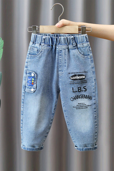 Vaikiški džinsai berniukams su užrašu