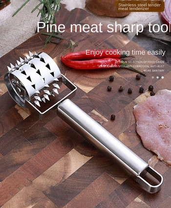Κόφτης κρέατος από ανοξείδωτο χάλυβα Σφυρί μπριζόλας Rolling Tender Meat Tenderizer Hole Puncher Multi-Purpose Household Hammer Meat Gadget
