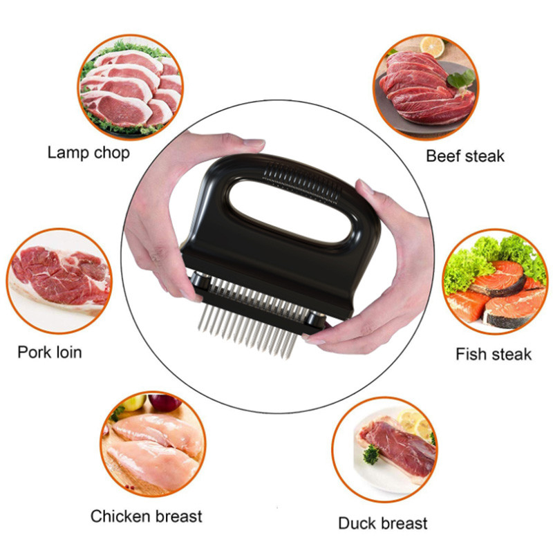 48 de lame cu ac pentru frăgezitor pentru carne Cuțit din oțel inoxidabil pentru carne, friptură de vită, ciocan, pentru bătătorit pentru carne, ciocan, unelte de bucătărie