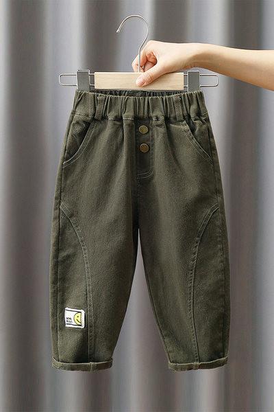 Laisvalaikio kelnės berniukams su logotipu ir kišene