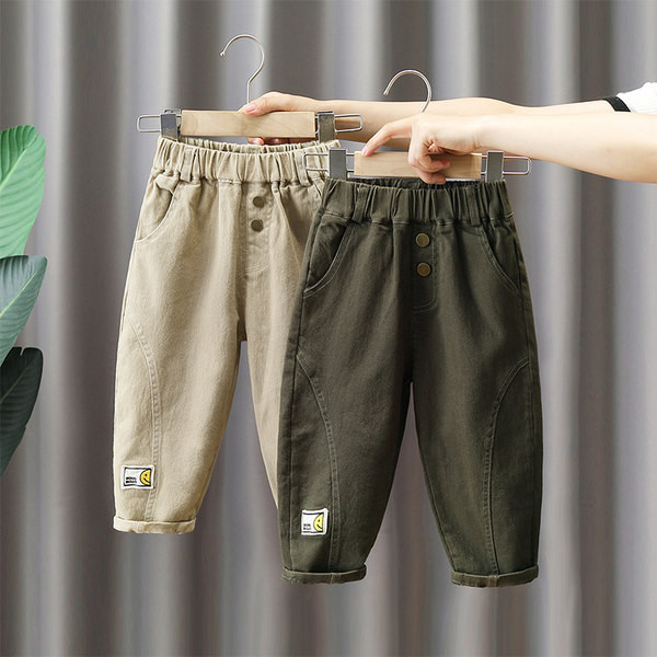 Laisvalaikio kelnės berniukams su logotipu ir kišene