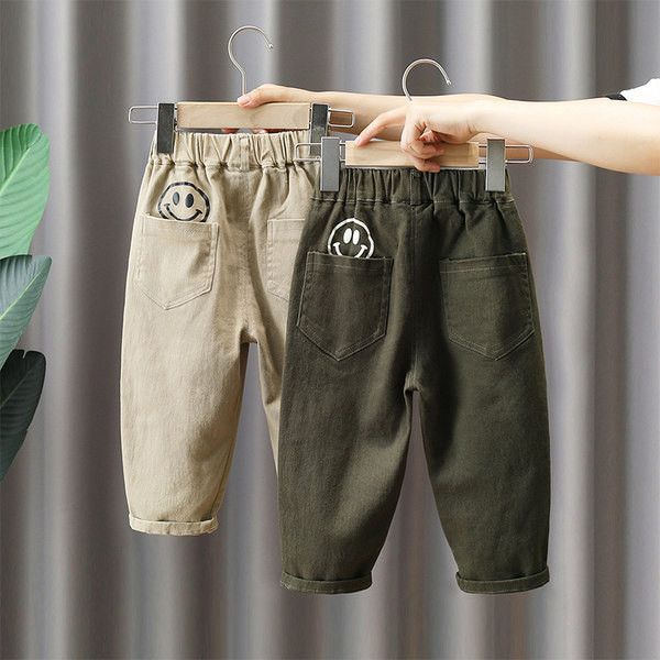 Laisvalaikio kelnės berniukams su logotipu ir kišene
