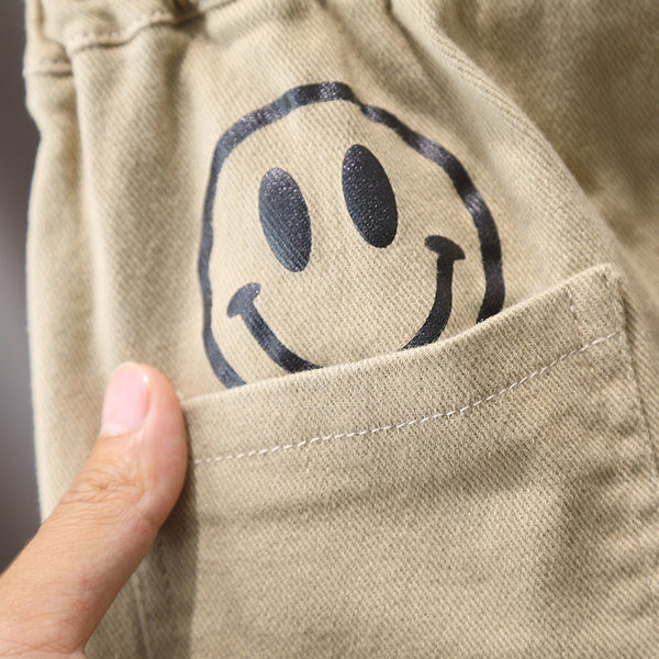 Laisvalaikio kelnės berniukams su logotipu ir kišene