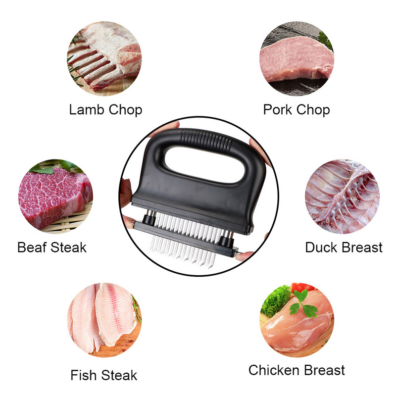 Pentru friptură de vită pentru bătătorit pentru carne Unelte de gătit 48 de lame Unelte de bucătărie cu ace Ciocan de carne fraged Oțel inoxidabil
