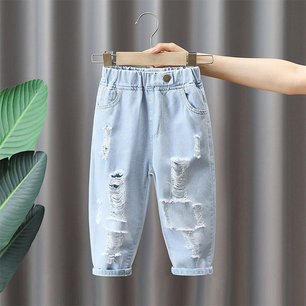 Vaikiški džinsai berniukams su kišene ir suplėšytu motyvu