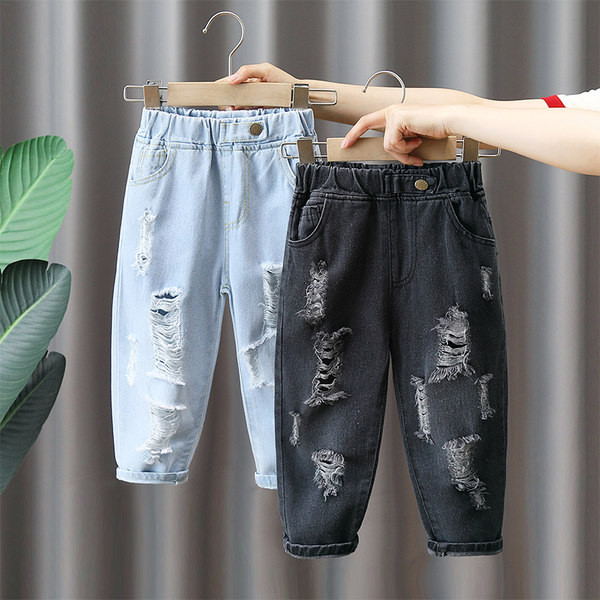 Vaikiški džinsai berniukams su kišene ir suplėšytu motyvu