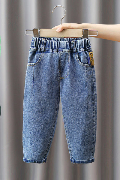 Vaikiški džinsai su elastiniu diržu ir kišene