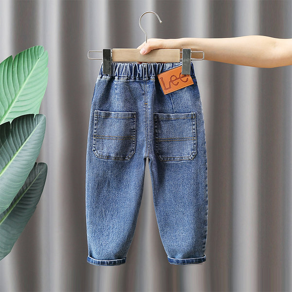 Vaikiški džinsai su elastiniu diržu ir kišene